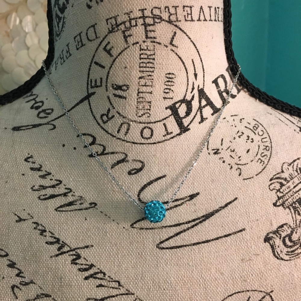 Turquoise Rhinestone Bead Necklace - Picture 3 of 5